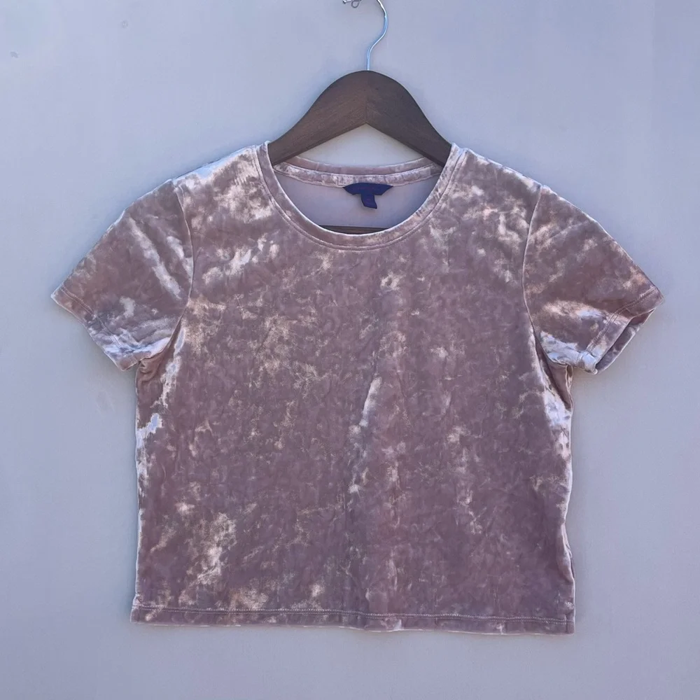 Aeropostale Crushed Velvet‎ Crop Tee - Dusty Rose / Mauve - Size XS